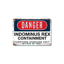 Indominus Rex Warnschild Aluminium 16x12 Zoll