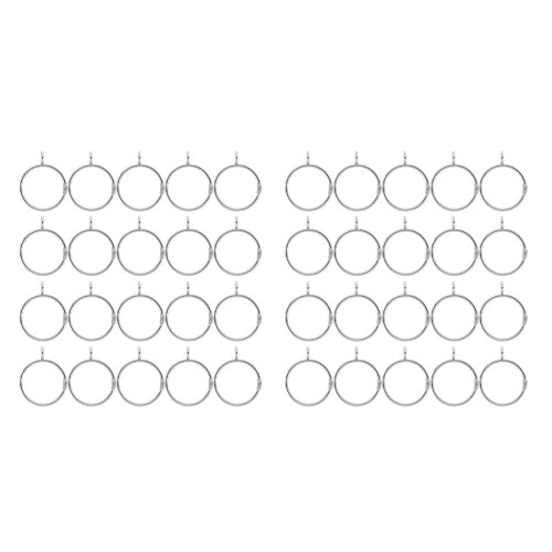 40-pack öppningsbara gardinringar i silver, 38 mm, järn