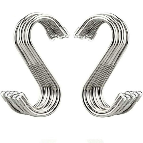 20-pack S-krokar i rostfritt stål 7,9 cm