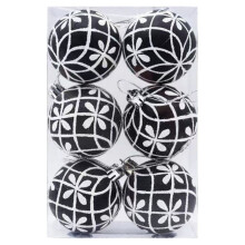 Black Shatterproof Christmas Ball Ornaments 6 pcs