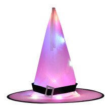 Cappello da strega illuminato a LED, decorazione di Halloween rosa