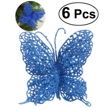 6 x Blue Plastic Christmas Tree Ornaments 8cm