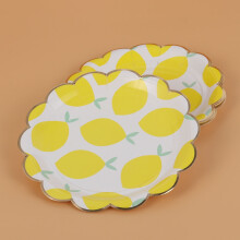 Citroen papieren bordjes – Wegwerp ronde dessertbordjes (8 stuks)