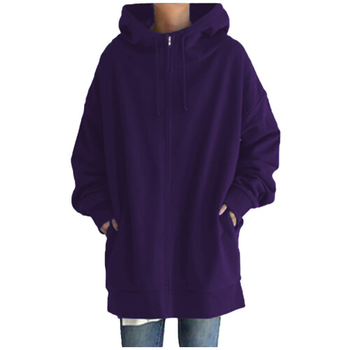 Damesjas met capuchon in effen kleur 1