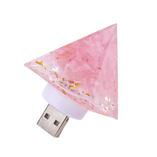 Χριστουγεννιάτικο νυχτερινό φως USB με κρυστάλλινη πυραμίδα, φυσικό χαλίκι 1