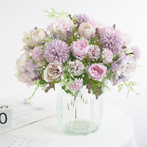 Faux Flower Bouquet Artificial Silk Holiday Decor 2