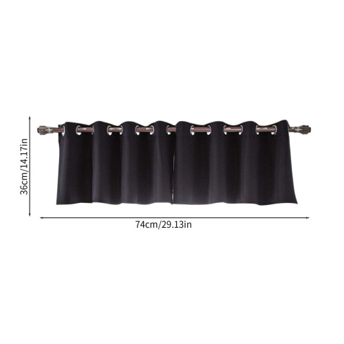 Black Polyester Short Curtains Light Blocking 74x36cm 2