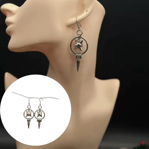 1 Pair Unique Design Spiked Ball Shaped Horseshoe Ring Earrings 2
