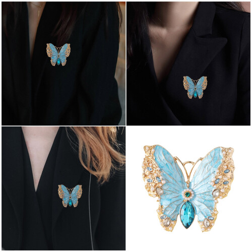 Épingle à bijoux papillon en strass élégante pour des-Bleu 2