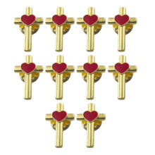 Enamel Crosses Heart Pin with Secure Clasp for-Gold-color