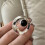 Black Onyx Cocktail Ring Adjustable Band Geometric Twist-1 6