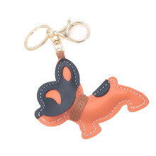 Miniatur-Schlüsselanhänger aus Leder mit französischer-Orange