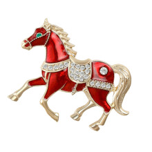 Chinese Zodiacs Inspired Horse Pin Versatile Accessory for-Red