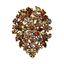 Broche fleur en cristal, bijoux pour vêtements, bel-QT0559 café
