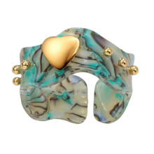 Bague en résine géométrique chic, polyvalente, légère, à -Vert