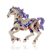 Delicate Cartoon Horse Brooch with Rhinestones-Purple