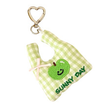Porte-clés décoratif en peluche, Adorable sac de courses,-Vert