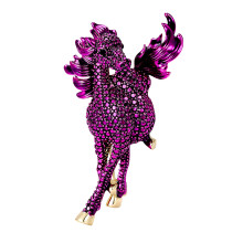 Broche équine ornée de cristal, pour chapeaux, sacs et-Violet