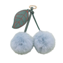 Porte-clés en peluche robuste, décoration de cerises,-Bleu