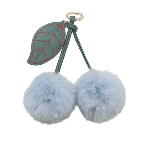 Porte-clés en peluche robuste, décoration de cerises,-Bleu