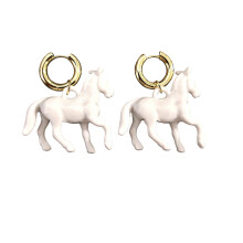 Fashionable Horse Drop Earrings Exaggerated Look Animal-White