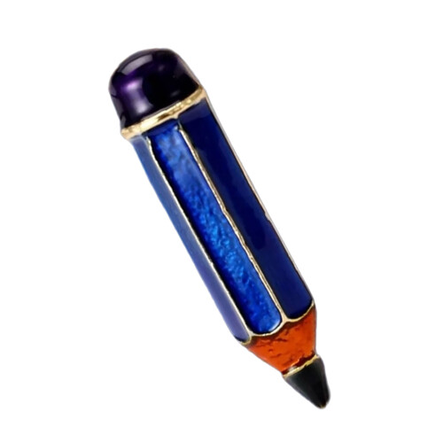 Unique Geometric Pencil Enamel Brooch Alloy Materials-Blue