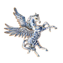 Zierliche Brosche mit fliegendem Pferd, Legierung,-Blau