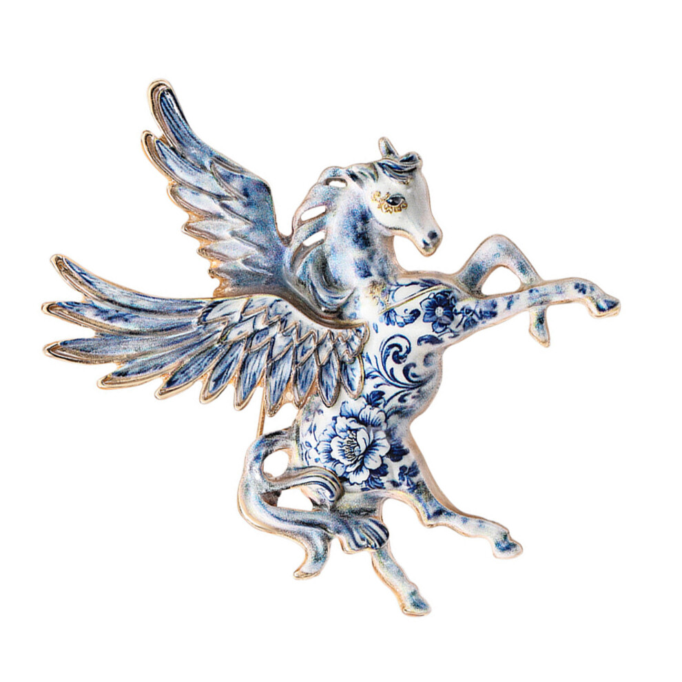 Blue Stylish Pegasus Horse Pin Brooch Intricate Openwork Detail