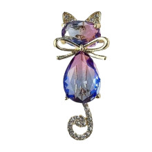 Cute Kitten Crystal Brooch Pin Elegant Alloy Accessory For-A