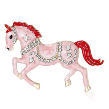 Elegante emaille paardenspeld met glinsterende steentjes-Roze