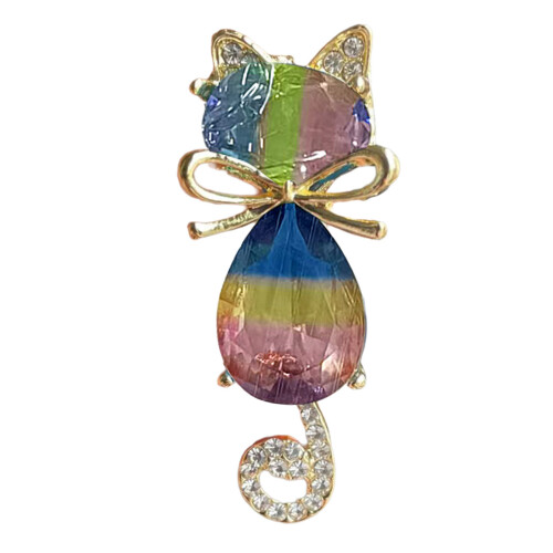 Belle broche en alliage de strass Kitty, accessoire pour la-D