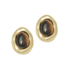 Tigers Eye Stone Studs Earrings In Brown Black-earrings