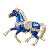 Alloy Horse Brooch Delicate Craftsmanship for Long Time-Blue