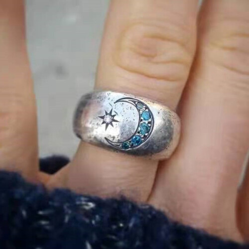Statement Rings Sun and Moon Shape Unique Cubic Zirconia-9 1