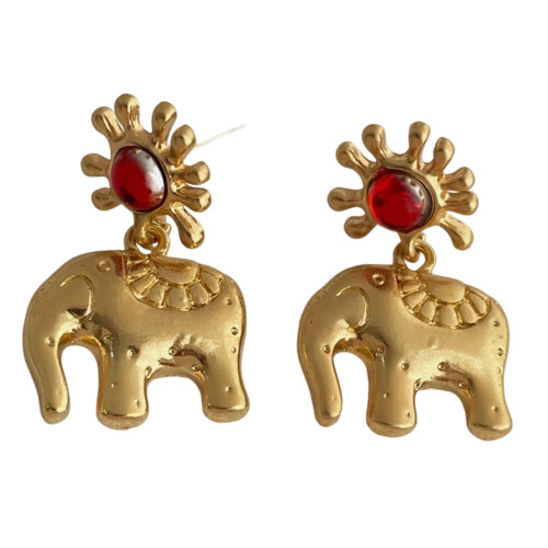 Boucles d'oreilles chics en forme d'éléphant pour femmes,-Or