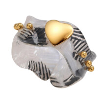Artisanal Crafted Resin Jewelry Geometric Ring Colorful-Black