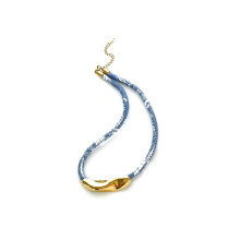 Chaîne de cordon en tissu tressé unisexe-collier courbé
