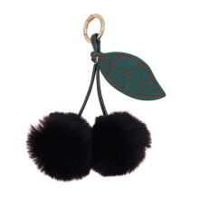 Porte-clés boule de cerises en peluche, breloque en peluche-Noir
