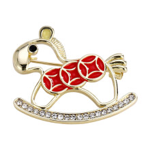 Stylish Alloy Horse Brooch with Enamel Surfaces And Crystal