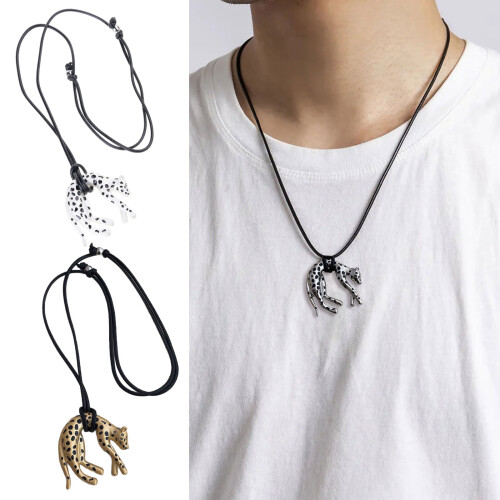 Leopard Shaped Pendant Chain Featuring Electroplated-Silver 2