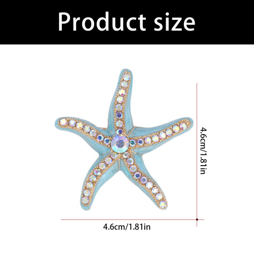 Broche à revers de sécurité en forme d'étoile de mer, strass 2