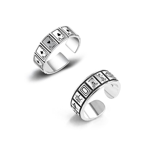 Fashion Statement Playing Card Ring Open Square Retro Hip-A01 1