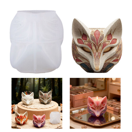 Silicone Foxes Planter Crafting Mold For Resin Cement Casting 1