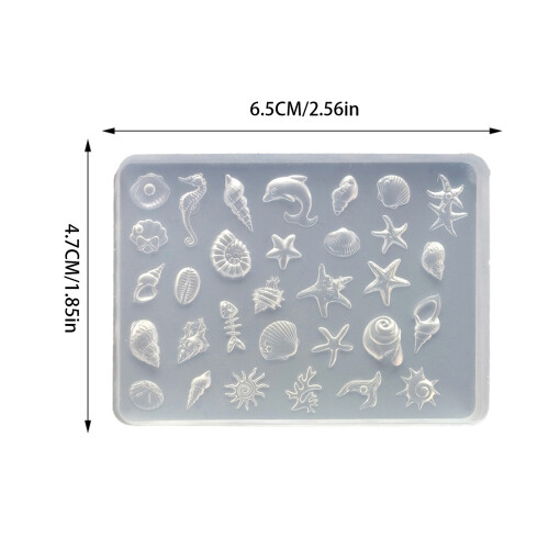 Summer Beach Style Silicone Shell Nail Mold High Clarity Mini 1