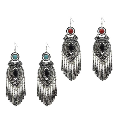 Bohemian Metal Drop Earrings Delicate Craftsmanship-Blue 1