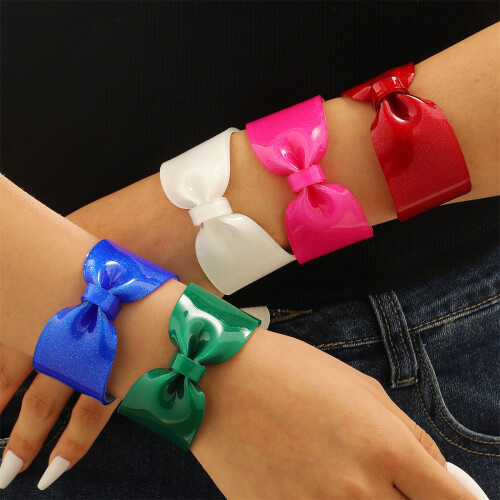 Stylish Oversized Bowknot Resin Bangle Eye Catching-White 2