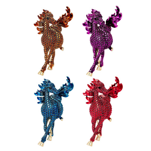 Glitzernde Strass-Brosche in Pferdeform,-Dunkelbraun 1