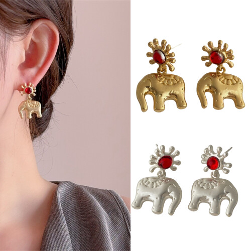 Boucles d'oreilles Design éléphant robuste, bijoux en-Argent 2