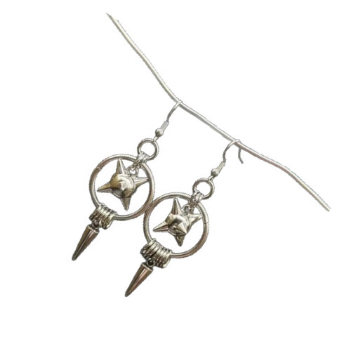 1 Pair Unique Design Spiked Ball Shaped Horseshoe Ring Earrings