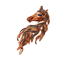 Horse Designs Brooch Three Tone Alloy Accessory For-brown